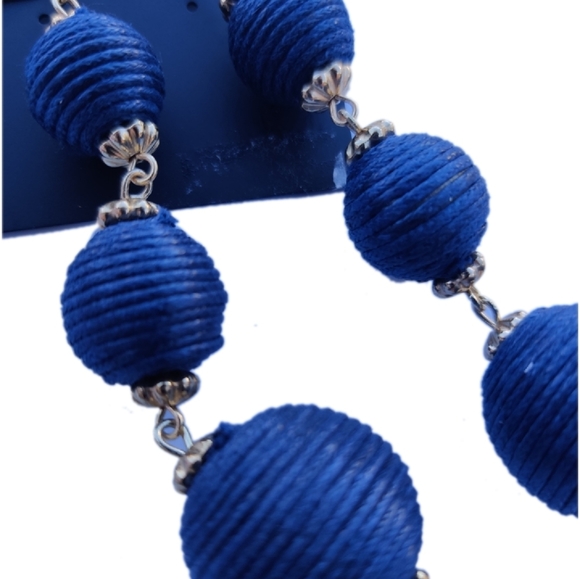 Nautical Blue Aster Multi Ball Drop Earrings 2.5" - Picture 2 of 2